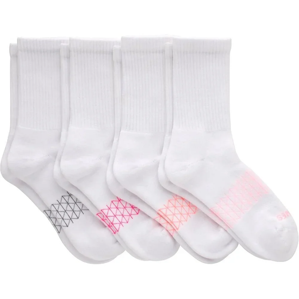 Women's White 4-pairs Cushioned Absolute Active Seamless Toe Crew Socks